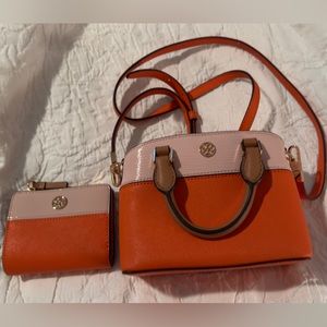 Tory Burch Robinson Color-Block Mini Bag and Matching Mini Wallet